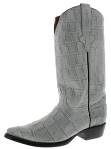 Mens Cowboy Western Gray Boots Full Alligator Belly Print J Toe Botas Size 13.5 - Picture 1 of 5