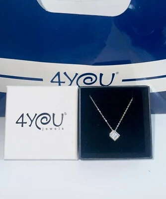 Graziosa collana in argento con punto luce trasparente a forma di rombo  - Immagine 1 di 2