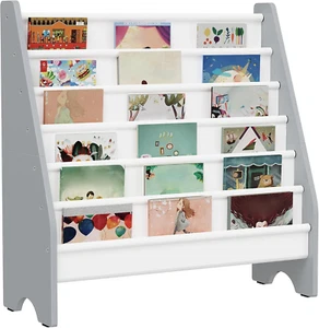 6-Tier Kids Bookshelf, Kids Sling Bookcase, Magazine and Book Storage Rack, Larg - Picture 1 of 9