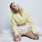 NWOT Zara Collared Cropped Wrap Long Sleeve Poplin 90s Shirt Yellow Medium