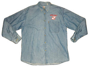 *VINTAGE* Competitors View NASCAR Rusty Wallace #2 Men's Denim Shirt; Size XL