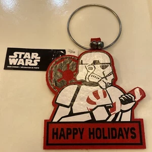 Neu mit Etikett Star Wars Stormtrooper Happy Holidays Jingle Bells Filz Türhänger - Bild 1 von 2