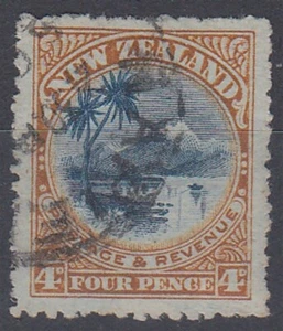 NUEVA ZELANDA 1903 PICTÓRICO 4d. LAKES TAUPO P14 WMK INVERTIDO USADO (ID:061/D65485) - Imagen 1 de 1