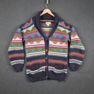 Vintage DEL MUNDO Cardigan Jumper Womens XL Oversized Ecuador Nepal Wool Chunky - Picture 1 of 15