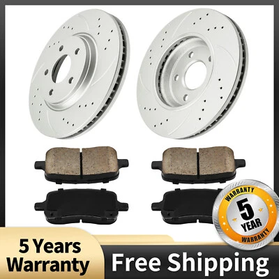 Front Drilled Brake Rotors and Pads For Chevy Malibu 2006 Pontiac G6 2005 55093 - Image 1 of 4