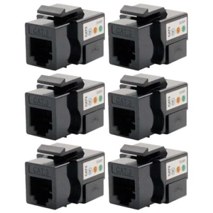 6x Cat3 RJ11 RJ12 Telephone Phone Line Keystone Jack 110 Punch Down 6P6C Black - Afbeelding 1 van 7