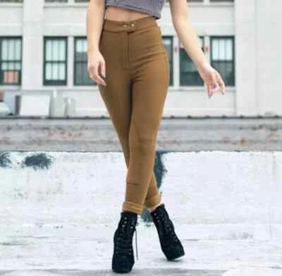 American Apparel Women's Classic Riding Pant Camel Ribbed High Waist SMALL - Image 1 of 4