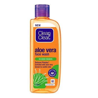 Clean & Clear Aloe Vera Face Wash 150ml soothing skin Reduce Pimples Acne Daily - Image 1 of 4