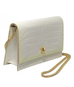 Alexander McQueen Small Skull Croc-Embossed Shoulder Bag NWOT $1290 - Picture 1 of 12