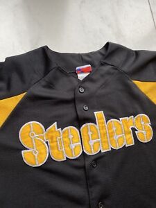Vintage NFL Pittsburgh Steelers Majestic Button Up Baseball Jersey Men's XL USA