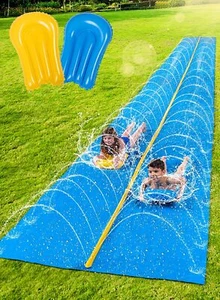 Syncfun 30ft Heavy Duty Lawn Kids Huge Water Slide w/ Built-in Sprinkler & Board - Picture 1 of 7