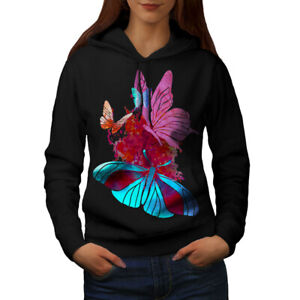 Wellcoda Butterfly Bug Cute Womens Hoodie, Insect Casual Hooded Sweatshirt