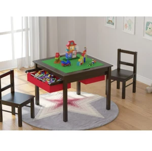 Table Lego Storage Kids Activity Chairs Set Drawer Building Espresso Blocks Desk - Picture 1 of 5