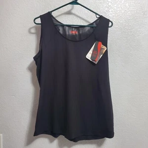 Spanx Streamlined Tank Top Women XL Black Mesh Lightweight Ruched Back Yoga - Picture 1 of 13