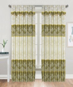 Embossed Maple Rod Pocket Window Curtain Panel Drape 81030