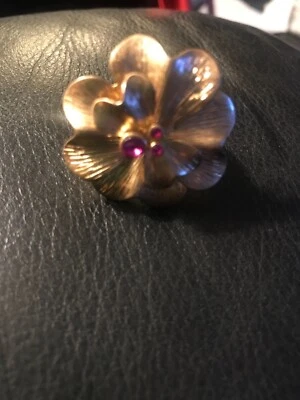 Lia Sophia Azalea Flower Matte Gold Ring With Pink Crystals In Flower - Image 1 of 4