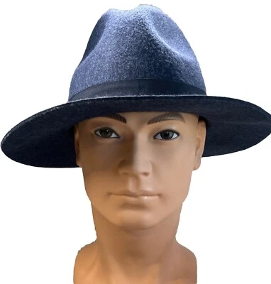 Banana Republic Fedora Felt Wool Hat Dark Denim Blue Sz L/XL 362940-00 Fall 2018 - Image 1 of 4