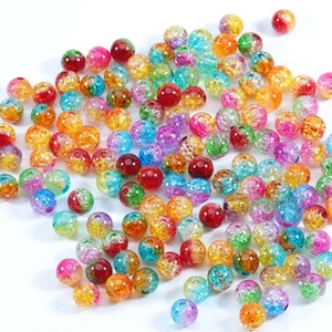 100 X 8mm CRACKLE GLASS BEADS MIXED COLOURS FOR JEWELLERY MAKING AND CRAFTS B14 - Picture 1 of 11