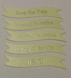Wedding Invitation Banners - Pistachio Sheen & Silver Foil Writing 25 per pack - Picture 1 of 6