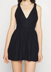 Mini vestido mameluco con pantalones cortos Abercrombie & Fitch nuevo con etiquetas para mujer talla LT mezcla de lino  - Imagen 1 de 16