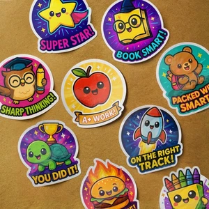Teacher Reward Stickers for Kids — Classroom Set of 5 Sheets (255) 1 inch Round - Picture 1 of 11