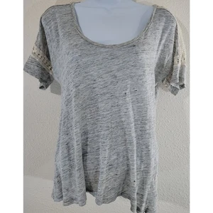 J. Top Crew gris jaspeado pliegues y cordones en los hombros pequeño ligero suave - Imagen 1 de 5