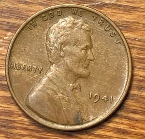 1941 Lincoln Wheat Cent Woody Wood Grain Unsachgemäße Legierung Mischfehler einzigartige Münze - Bild 1 von 4