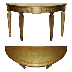 THEODORE ALEXANDER EGLOMISE DEMILUNE CONSOLE TABLE VENETIAN GOLD GILT FINISH - Picture 1 of 20