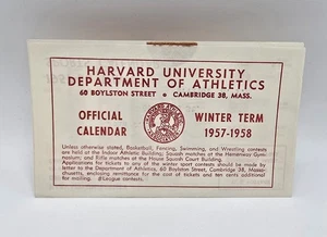 Harvard University-1957-58 Dept of Athletics Calendar-Cambridge, Ma - Picture 1 of 3