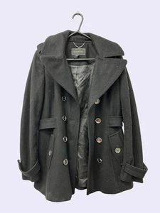 Excellent BCBG Max Azria Women's Black Wool Blend Coat, Size M - Picture 1 of 3