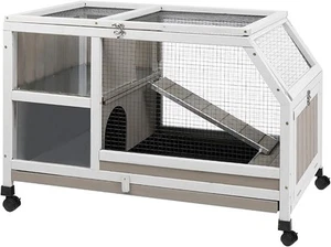 PetsCosset Meerschweinchenkäfige Indoor Tierkäfig auf Rollen mit Rampe & Versteck - Bild 1 von 7