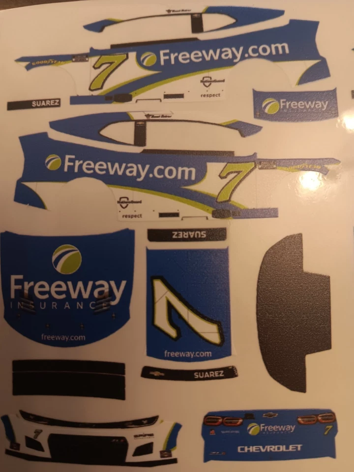 2026 Daniel Suarez #7 Freeway Trackhouse 1/64 Peel& Stick Decals - Image 1 of 1