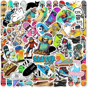 50 Stück wasserdichte Vinyl Aufkleber für Wasserflaschen, Laptops, Skateboard, Gepäck - Bild 1 von 7