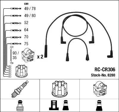 8288 NGK Ignition Cable Kit for JEEP - Image 1 of 3