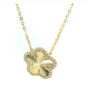 Women's Lucky Charm Pavé Clover Pendant Necklace Color Gold - Picture 1 of 4