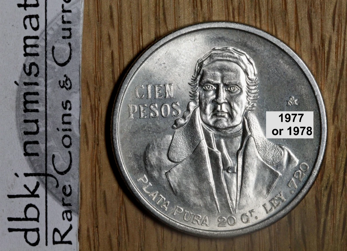 Silver 100 Pesos Denomination 1977 Mexican Coins (1905-Now) for