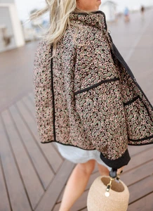 _Nueva Chaqueta FREE PEOPLE Chloe Floral Cuello Soporte En Combo Medianoche. Talla XL - Imagen 1 de 12