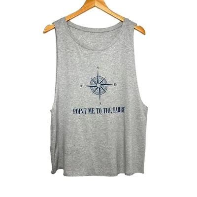 Camiseta sin mangas Emi Jay para mujer Muscle talla única gris brújula “Point Me To The Barre” Foto 1 de 4