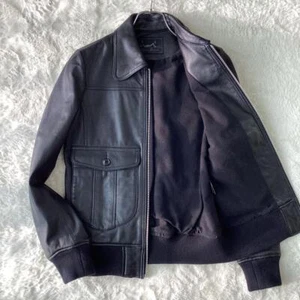 HYSTERIC GLAMOUR Lamb Leather Jacket A-2 Flight Jacket Black Sheepskin Size Free - Picture 1 of 18