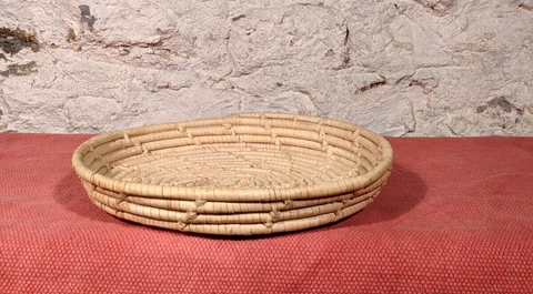 10" Wicker Woven Rattan Shallow Bowl Basket Plate Vintage Basket Cover
