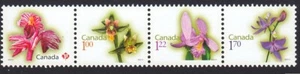 ORCHID FLOWERS = Canada 2010 #2356a-d MNH Strip of 4 from Souvenir Sheet - Picture 1 of 1
