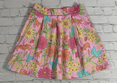 Girls Floral Pleated Skirt Size 8 Pink Lined Hidden Zipper Hartstrings - Image 1 of 4