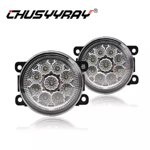 Pair 9LED Car Bright White 6000K Round Front Fog Light Daytime Running Light - Picture 1 of 12