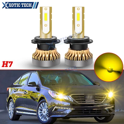 JDM 3000K Golden Yellow H7 LED Headlight High Beam Bulbs Lamps Set For Hyundai - Imagem 1 de 4