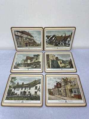Vintage Pimpernel Place Mats Old English Inns British Pubs Cork Backs Set of 6 - Image 1 of 4