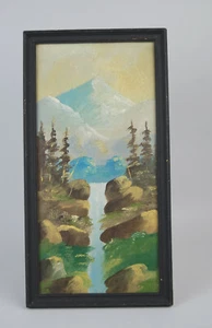 Antique Western Landscape Painting Colorado Mountain Waterfall Fort Morgan CO - Picture 1 of 3