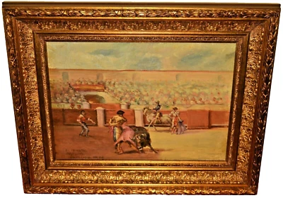 ANTONIO CASERO Original Vintage Signed Bullfight Matador Landscape Oil Painting - Image 1 of 4