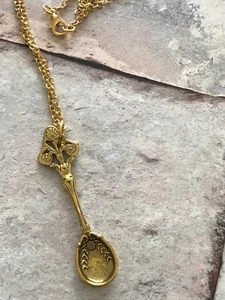 Vintage Style Alice Antique Gold Mini Tea Spoon Necklace REDUCED TO CLEAR - Picture 1 of 3