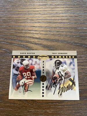 1999 PLAYOFF CONTENDERS SSD ROUND NUMBERS TROY EDWARDS DAVID BOSTON ROOKIE AUTOS - Image 1 of 4