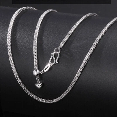 Pt950 Real Pure Platinum 950 Chain Men Women 1.3mm Adjust Wheat Link Necklace - Image 1 of 4